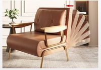 Sofá Cama Individual Moderno Ajustable de Tela y Madera con Silla Reclinable para Sala de Estar, Dormitorio, Hotel, Apartamento, Exterior y Hospital
