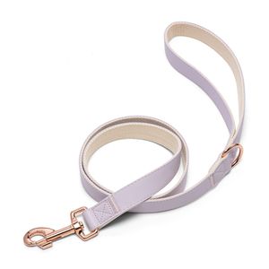 Correa y <span class=keywords><strong>Collar</strong></span> de cuero suave y nailon para perro, doble gancho de Color personalizado, de lujo, con hebilla dorada - Product Image 6