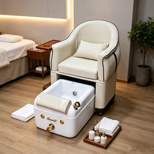 Fauteuil de pédicure moderne de luxe sans plomberie, avec bassin pour les pieds amovible, canapé de pédicure en cuir avec table latérale - Product Image 6