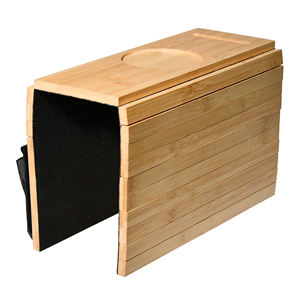 OEM/ODM pliable anti-dérapant en bois bambou chariot de canapé support de téléphone plateau de table pour collations boissons sac en tissu laque de salon - Product Image 4