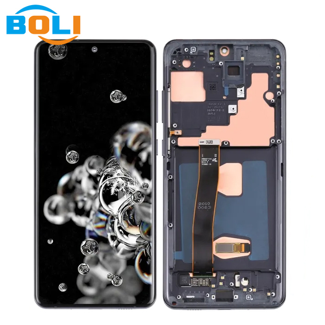 Original AMOLED LCD Screen for Samsung Galaxy S20 Ultra 4G 5G Display S20 Ultra LCD Screen Digitizer Assembly with Frame