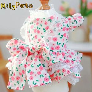 ชุดเดรสลายดอกไม้สำหรับสัตว์เลี้ยงชุดเดรสสำหรับสุนัขสีสันสดใสไม่ระคายเคืองผิวสำหรับฤดูใบไม้ผลิ/ฤดูร้อน - Product Image 5