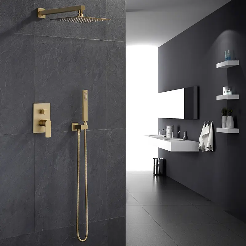 Wandmontage Badkamer Top Spuit Douche Geborsteld Gouden Douche Kraan Set