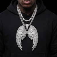 Promotion : Pendentif Ailes d'Ange en Argent Sterling 925 et Moissanite, entièrement pavé, style Hip Hop personnalisé pour Hommes, idéal pour les soirées et le streetwear