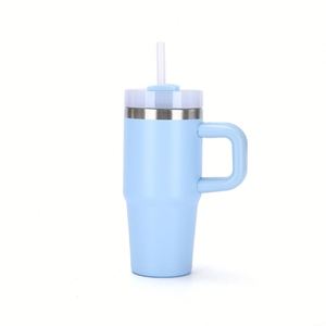 Taza de viaje de acero inoxidable con aislamiento al vacío de 14oz/20oz, con asa y pajita, doble capa, metal 304/201, logotipo personalizado, para coche, portátil, grande - Product Image 4