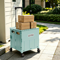 Caisse de rangement en plastique à roulettes, cadre résistant aux chocs, design pliable, capacité 45/65L, pour cuisine, portes-bagages, fournitures de fête