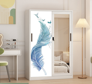 <span class=keywords><strong>Armadio</strong></span> Guardaroba in Acciaio con <span class=keywords><strong>Ante</strong></span> Scorrevoli per la <span class=keywords><strong>Cameretta</strong></span> dei Bambini, Grande Capacità e Stampa, per Tutti i Tipi di Uso Domestico - Product Image 3