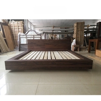 Lit bas tatami nordique japonais, lit moderne minimaliste en chêne blanc, lit en bois massif en noyer noir d'Amérique du Nord, fabrication sur mesure
