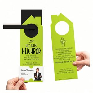Stampa Personalizzata di Volantini Pubblicitari Bifacciali per Agenzie Immobiliari - Cartelli da Appendere alla Porta 'Hey Neighbor' - Product Image 5