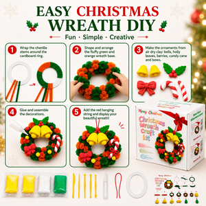 Kit de fabrication de couronnes de Noël en gros, avec argile auto-durcissante et fil chenille, non toxique pour enfants, OEM - Product Image 4
