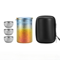 Service à thé de luxe léger Emerit 2026 en titane pur, écologique, avec bouteille isotherme de 200 ml et trois tasses à thé – Idéal pour les présentations cadeaux