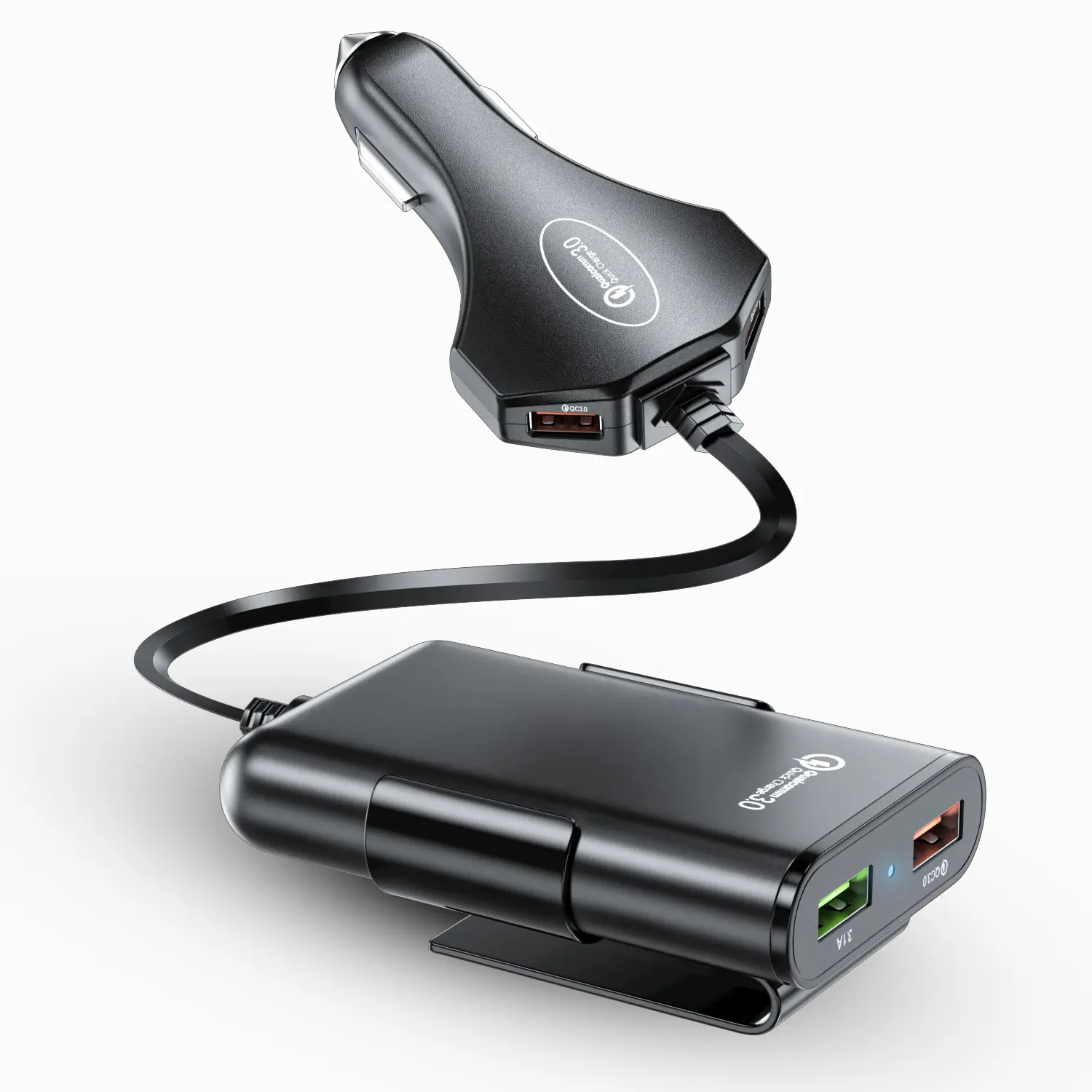 HG อะแดปเตอร์ชาร์จไฟในรถแบบ4 in 1 USB ที่ชาร์จในรถแบบเร็ว3.0 QC ที่ชาร์จในรถแบบ4พอร์ตสำหรับโทรศัพท์มือถือทุกประเภท