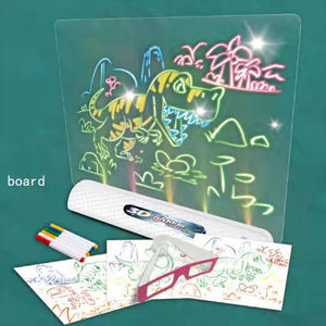 Mainan Papan Gambar Ajaib 3D Mini LED Papan Gambar Bercahaya Kacamata 3D Tablet Efek Cahaya Papan Tulis Dengan Pena untuk Hadiah Anak-anak - Product Image 3