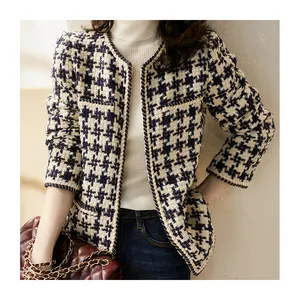 New fashionable women's autumn Korean all-match plaid tweed top light social ladies office jackets women coats