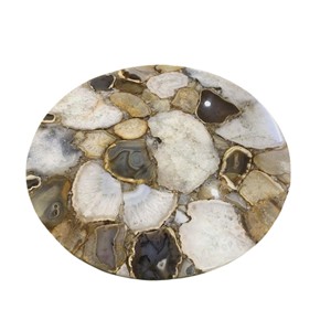 Plateau de table basse rond en agate naturelle, fait main, écologique, moderne, en pierre géode, décoration de mobilier d'extérieur sur mesure - Product Image 3