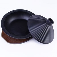 Fournisseur direct d'usine - Tajine marocain en fonte avec base en bois, compatible gaz et induction