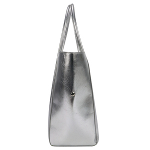 Ensemble de 3 sacs fourre-tout en cuir PU argenté métallisé personnalisé, grand sac à main pour femmes avec pochette détachable - Product Image 4