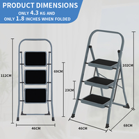 Escalera Plegable de Acero de Grado Industrial Moderna, Certificada EN14183, Capacidad de 150 kg, para Uso Profesional en Talleres y Almacenes