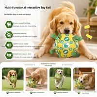 Peluche de football personnalisée pour chien, jaune et verte, interactive, pour l'entraînement et le soulagement du stress, avec son et sangles