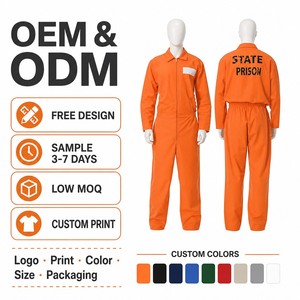 Disfraz de Prisionero Naranja de una Pieza, Traje para Fiesta de Halloween, Actuación en Escenario, Unisex - Product Image 1