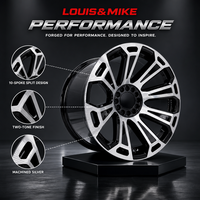Nouvelle jante en alliage d'aluminium forgé, design Y Mesh, bicolore, finition usinée argent brillant et noir, logo personnalisé, jante de voiture 5x114.3