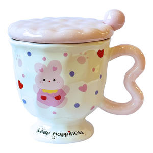 Taza de Cerámica con Diseño de Conejito, con Tapa y Cuchara, Diseño Animado, para Niñas, Regalo de Cumpleaños, Primavera 2025 - Product Image 5
