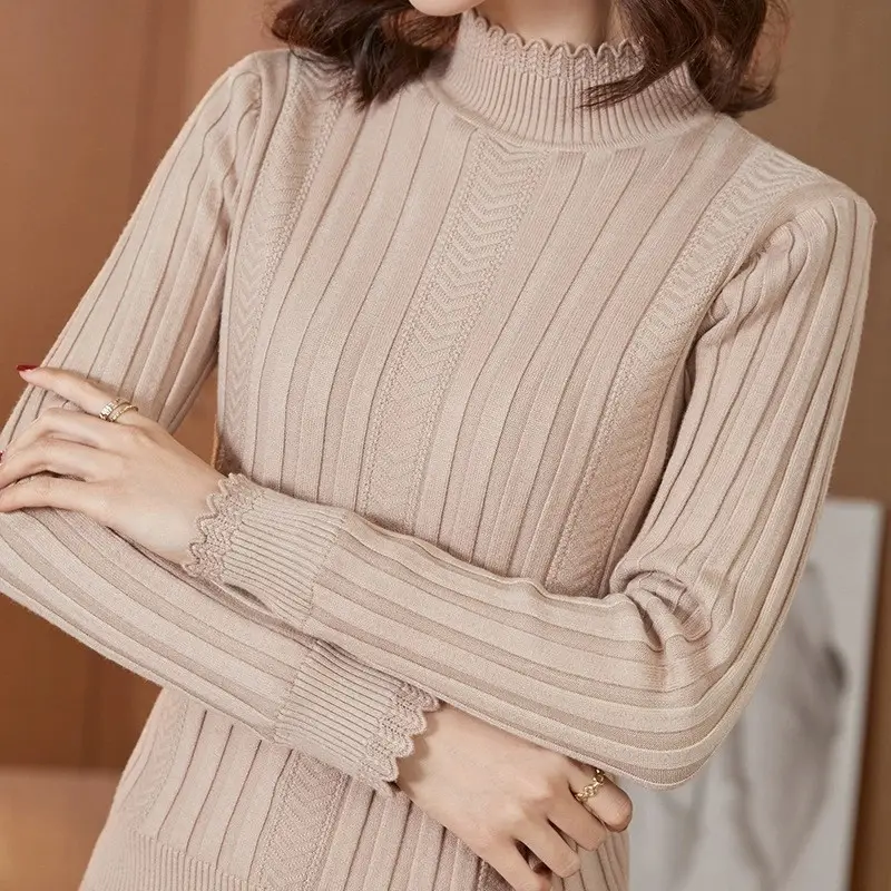 2022 Neuankömmling Herbst Winter Frauen Casual Sweater Frauen Einfarbige Strick oberteile Eleganter Damen pullover