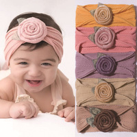 Bandana Jacquard bayi baru gaya Eropa bunga mawar bayi Bandana lebar lembut aksesori rambut anak putri lucu