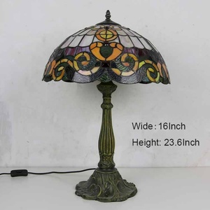 Longhuijing 16inch AC Powered LED Multicoloured European Flexible LOVE Stained Glass for Art Lampshade Table Lamp Lotus - Product Image 4