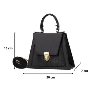 Borsa a Spalla Vintage Biuna Blue Fana con Catena Geometrica e Perle, in PU e Poliestere, Manico Singolo, Chiusura con Cerniera - Product Image 3