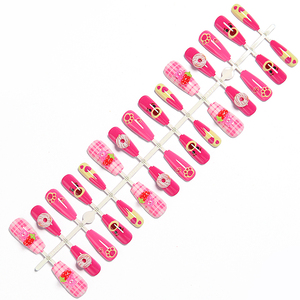 Faux ongles à presser pour enfants, motif dessin animé mignon, forme cercueil, en ABS, réutilisables, pour filles, usage quotidien estival, fête des enfants, fête d'anniversaire - Product Image 6