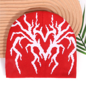 Gorro de Punto Personalizado con Logotipo, Cómodo, Otoño Invierno, Estilo Y2K, Jacquard, Patrón de Corazón Marrón, Gorra Hip Hop - Product Image 2