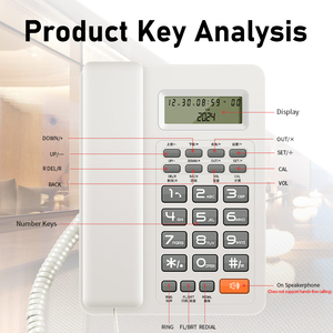 <span class=keywords><strong>Téléphone</strong></span> <span class=keywords><strong>fixe</strong></span> filaire à clavier anglais, prix usine, avec haut-parleur et identification de l'appelant pour la maison et le bureau - Product Image 5