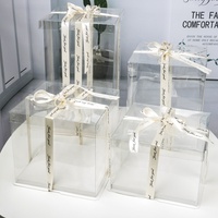 Grandes Boîtes d'Emballage Transparentes en PET Clair, Magnifiques Conteneurs Hauts pour Gâteaux, Transporteurs pour Mariages et Anniversaires avec Ruban