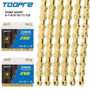 Corrente de transmissão para bicicleta de estrada TOOPRE MTB, dourada, 6-7-8-9-<span class=keywords><strong>10</strong></span>-11 velocidades, 116L, corrente eletrogalvanizada à prova de ferrugem - Product Image 5