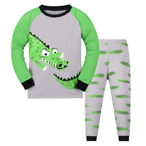 Vente en gros de pyjamas pour enfants en coton 100% doux et respirant, ensemble de pyjamas à manches longues avec motif de dinosaure et de camion - Product Image 3