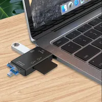 Lecteur et graveur de cartes 6 ports Type-C/USB pour SD/microSD/TF, adaptateur USB externe pour téléphone portable et ordinateur portable