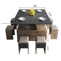 โต๊ะน้ำชายืดหดได้สารพัดประโยชน์,โต๊ะรับประทานอาหารกาแฟพับได้ใช้ได้สองแบบสำหรับห้องนั่งเล่นขนาดเล็กและตู้ซ่อนที่นั่ง