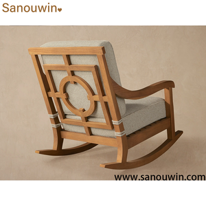 Fauteuil à bascule de jardin |   Bois de teck massif moderne |   Chaise <span class=keywords><strong>d</strong></span>'extérieur avec <span class=keywords><strong>coussin</strong></span> amovible résistant aux intempéries pour l'école et l'hôtellerie - Product Image 6