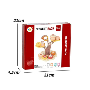 Ensemble de jeu personnalisé <span class=keywords><strong>en</strong></span> <span class=keywords><strong>bois</strong></span> : Présentoir à desserts, service de thé, cadeau d'anniversaire, <span class=keywords><strong>jouet</strong></span> alimentaire de <span class=keywords><strong>cuisine</strong></span>, jeu d'imitation Montessori pour filles - Product Image 6