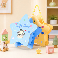 Boîte fourre-tout rose/jaune en forme d'étoile avec poignée, pour cadeaux de naissance, boîte à bonbons, fête des enfants, faveurs de fête des 100 jours