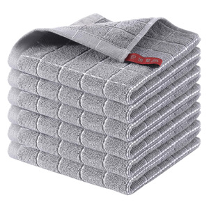 Serviette carrée en coton pur Like Rhyme 30x30cm, motif à carreaux, douce et absorbante, chiffon de nettoyage pour la cuisine - Product Image 3