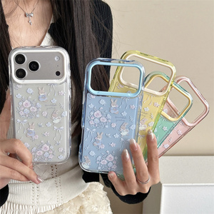 เคสโทรศัพท์มือถือลายการ์ตูนดอกไม้โบว์ สำหรับ iPhone 17 16 15 Pro Max ลายกระต่าย 2 in 1 น่ารัก วัสดุ PC tpu พิมพ์ลายตามสั่ง ฝาหลัง - Product Image 2