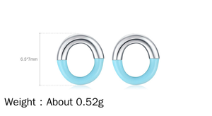 Boucles d'oreilles clous géométriques en émail plaqué rhodium en argent sterling 925, anti-ternissement, pour femmes, style simple et tendance - Product Image 2