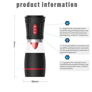 Masturbatore Maschile Elettrico in Silicone con Funzione di Leccata della Lingua, 3 Modalità di Suzione + 7 Modalità di Leccata, Giocattoli Sessuali per Uomini - Product Image 4