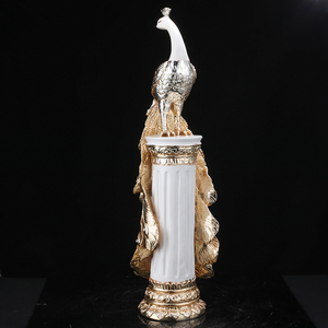 Chinois sculpture bureau en céramique animal résine statue de paon décor à la maison paon - Product Image 3
