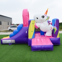 Château gonflable pour enfants, château gonflable de fête en forme de licorne de dessin animé avec toboggan