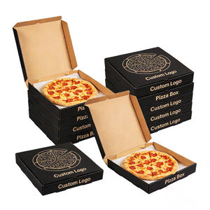 Boîtes d'emballage personnalisées <span class=keywords><strong>sur</strong></span> mesure, boîte à pizza noire de 12 pouces avec logo pour restaurants et plats à emporter - Product Image 1