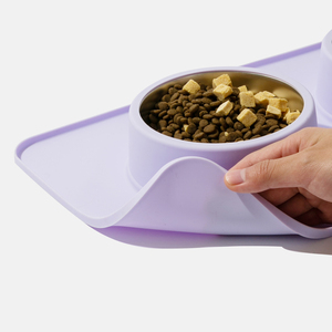 Comedero y Bebedero Doble para Perros y Gatos, de Acero Inoxidable, Antiderrames y Antideslizante, con 2 Tazones y Alfombrilla de Silicona para Lamer, Personalizado de Fábrica - Product Image 5