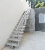 Escalier enduit de poudre extérieur imperméable de conception nord-américaine Escaliers extérieurs de cadre en acier/escalier extérieur